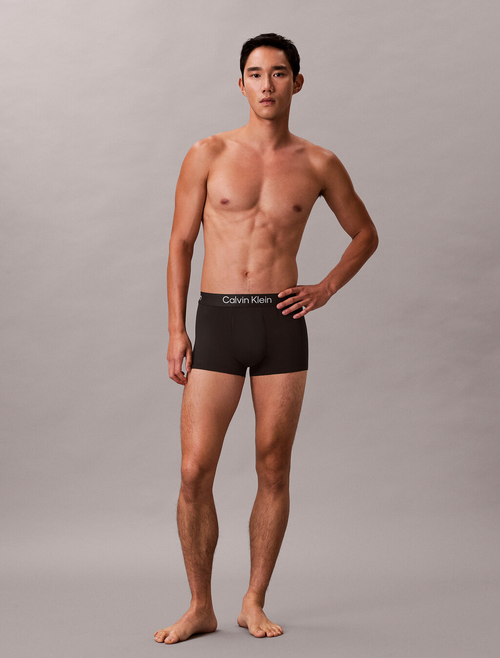 CK Pro Fit 超細纖維低腰平口內褲, Black w/ White Logo, hi-res
