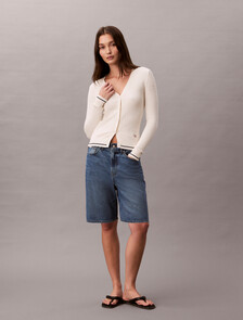 Slim Cable Knit Cardigan, Tofu, hi-res