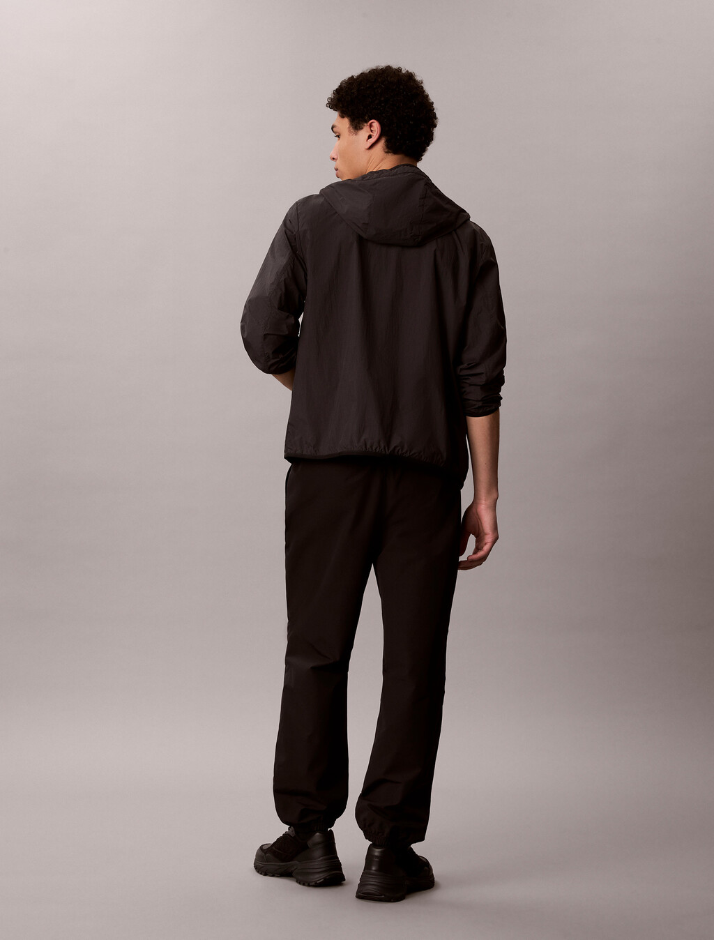 棉質尼龍降落傘長褲, Black, hi-res