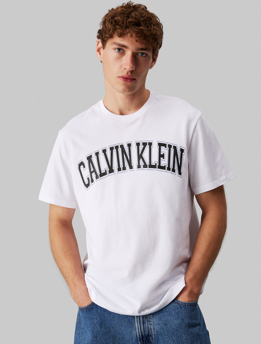 Varsity Logo Crewneck Tee, Brilliant White, hi-res
