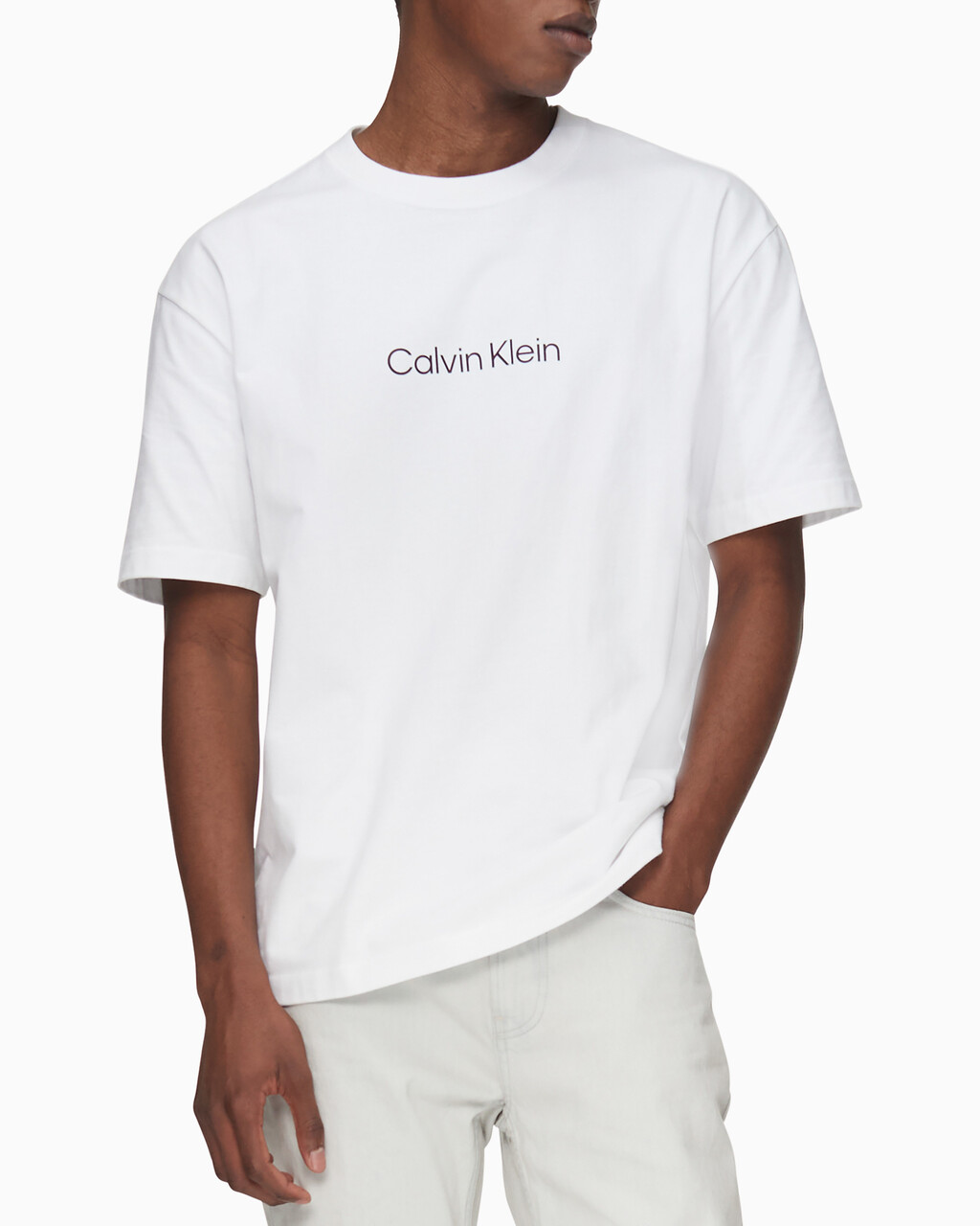 Calvin Logo Crew Neck Tee, white