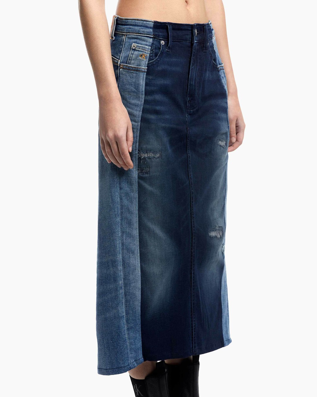 REIMAGINED DENIM FLARED SKIRT, BLUE3, hi-res