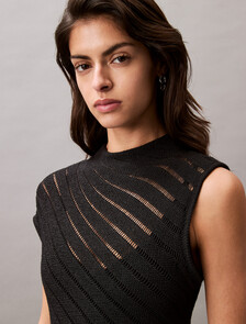 Asymmetric Mock Neck Dress, Black, hi-res