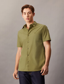 Essentials Monogram Slim Shirt, Gothic Olive, hi-res