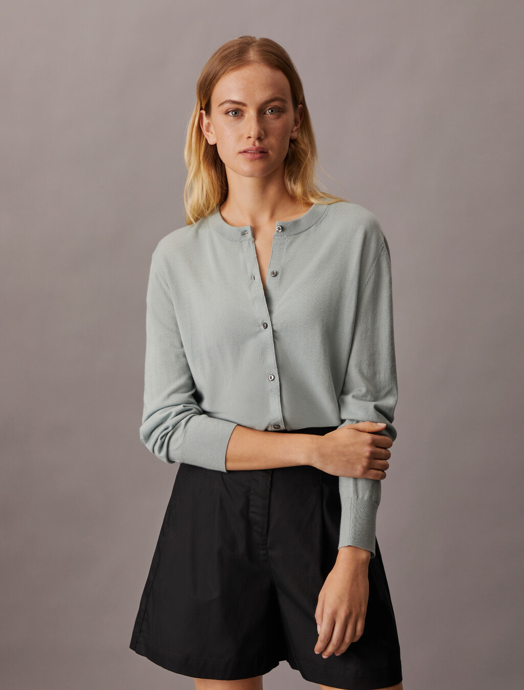 Tech Merino Cardigan, Slate Gray, hi-res