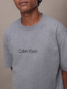Calvin Logo 圓領上衣, Medium Grey Heather, hi-res