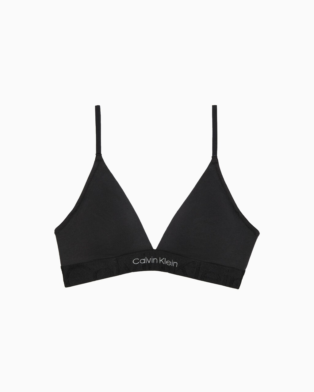 Embossed Icon Cotton Lightly Lined Triangle Bra, Black, hi-res