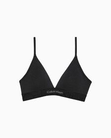 Embossed Icon Cotton Lightly Lined Triangle Bra, Black, hi-res