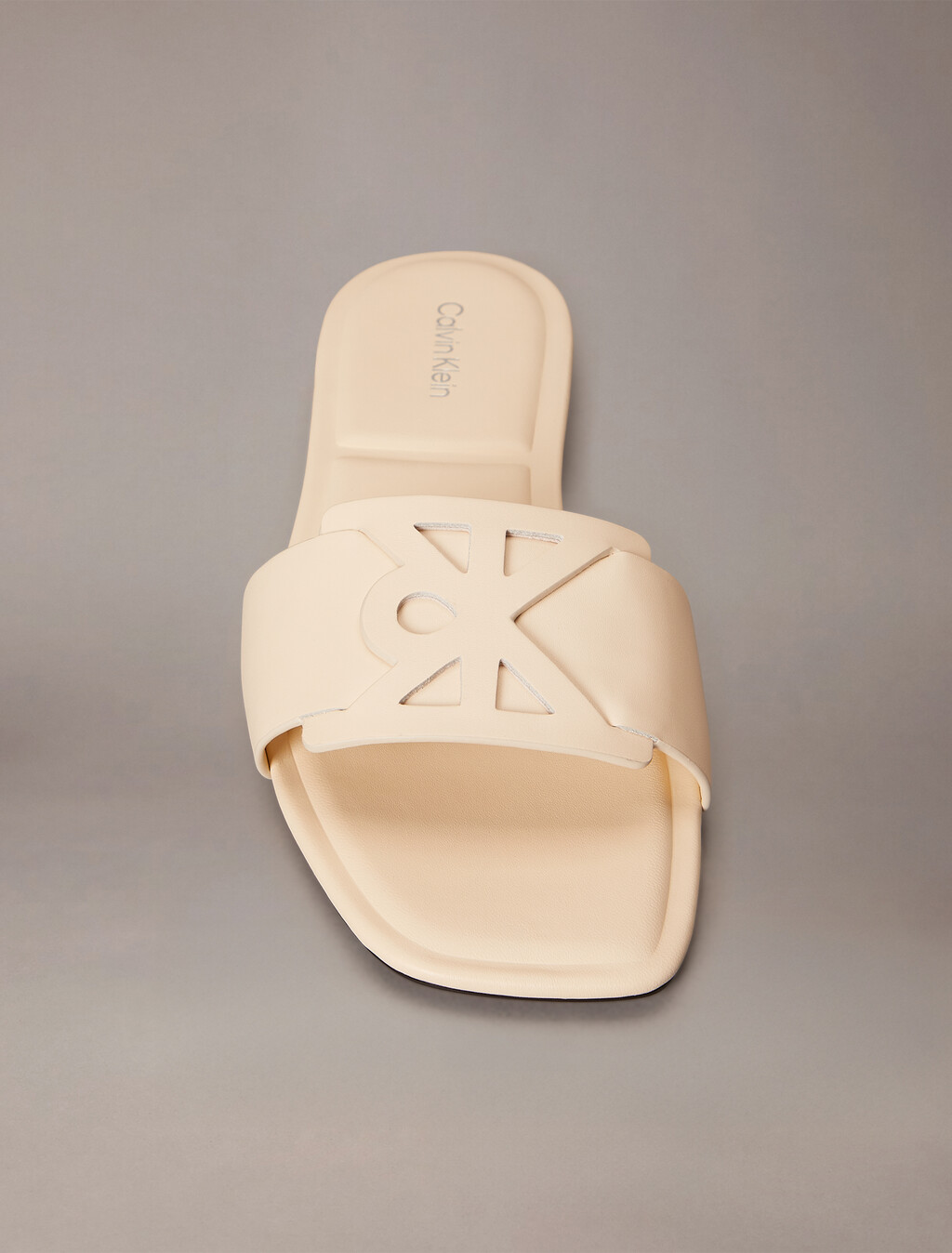 Amira - Leather Square Toe Flat Sandals, Light Cashew, hi-res