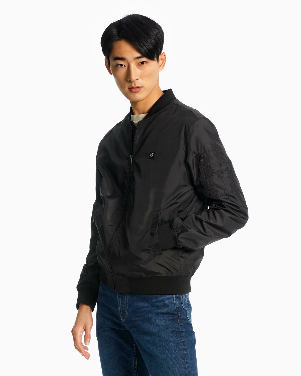 Nylon Bomber Jacket, Ck Black, hi-res