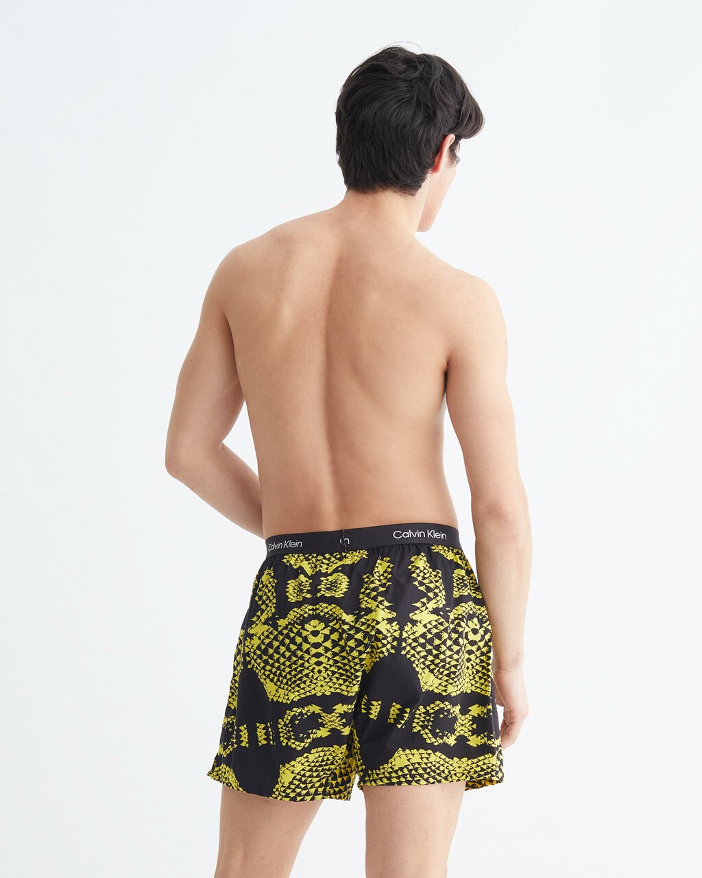 CALVIN KLEIN 1996 梭織棉質平角內褲, SNAKE PRINT_MORNINGSIDE YELLOW, hi-res