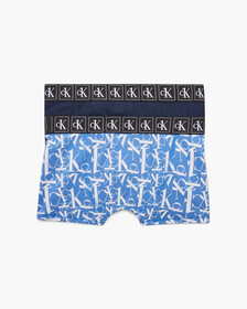 Boys 2 Pack CK One Trunks, Brokenmonogramblueaop/Navyiris, hi-res