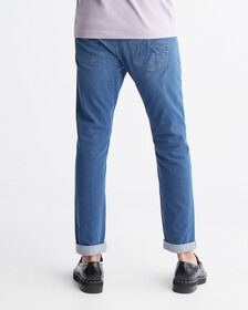 Modern Taper 超彈性窄口牛仔褲, MID BLUE, hi-res