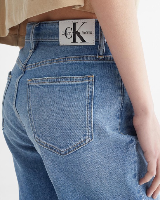 WASHED MID LENGTH DENIM SHORTS