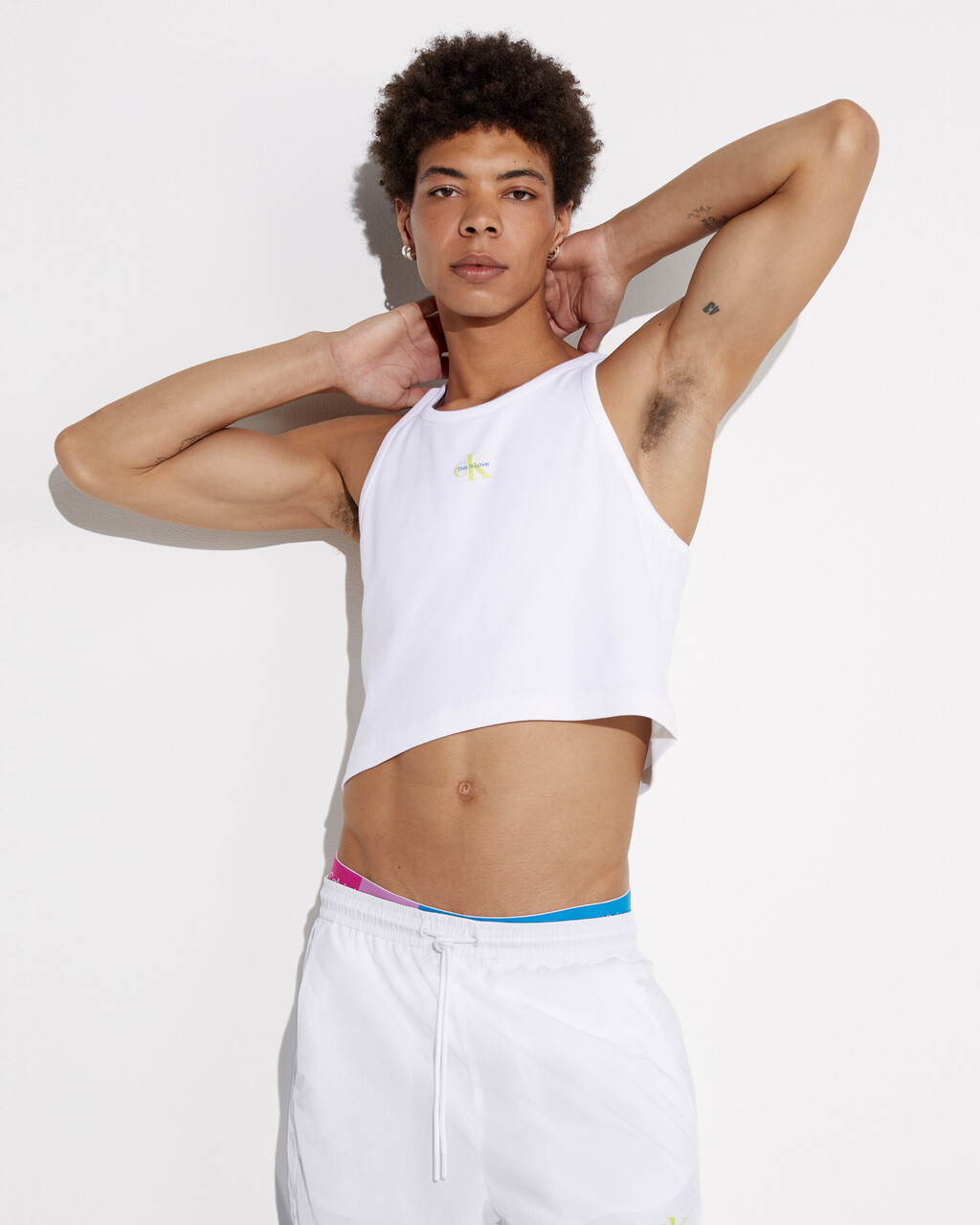 Pride Capsule Rib Knit Tank Top, Bright White, hi-res