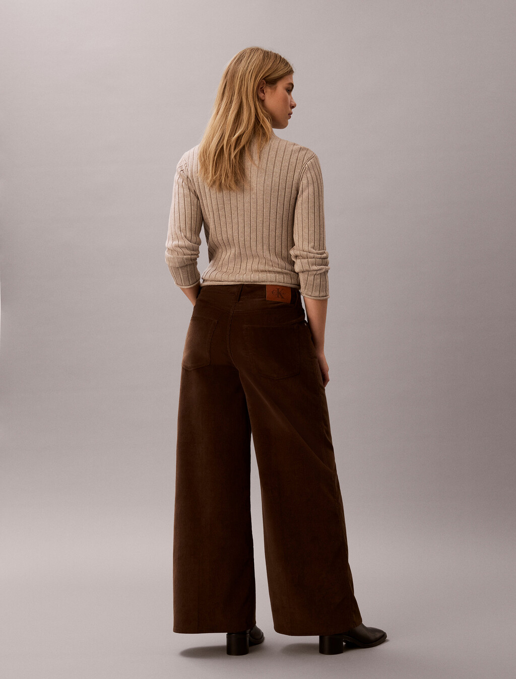 Corduroy Wide Leg Trousers, Brown Cork, hi-res