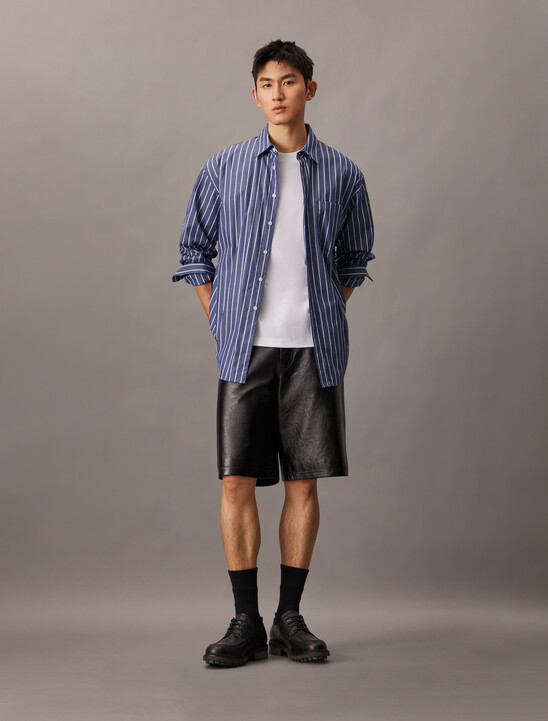Cotton Stripe Relaxed Button-Down Shirt