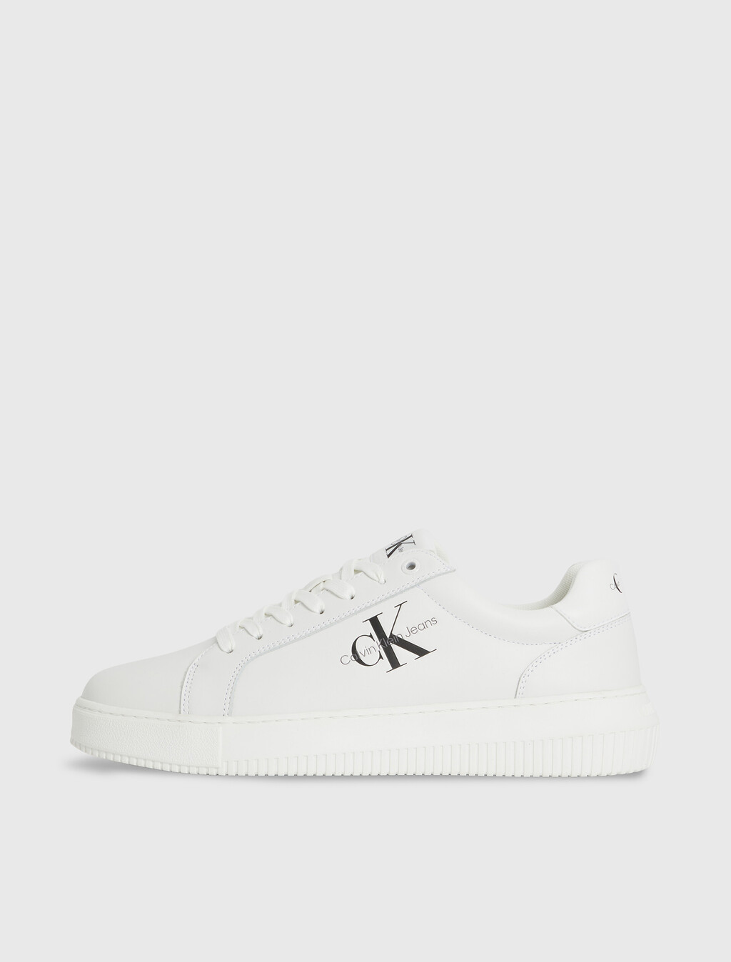 Leather Trainers, White/Black, hi-res