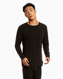 EMBOSSED ICON CREW NECK TOP, Black, hi-res