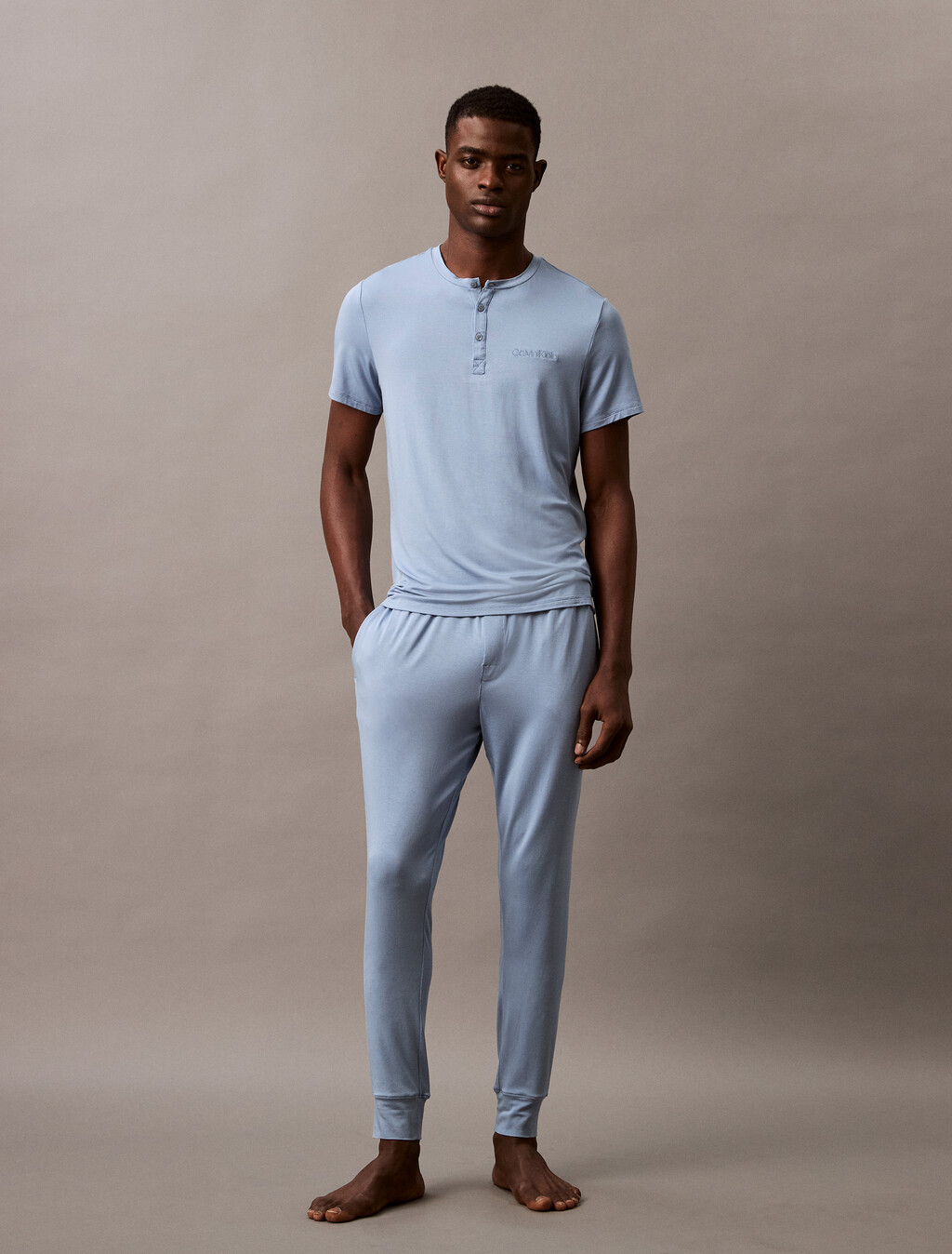 Ultra Soft Modal Henley Sleep T-Shirt, Faded Denim, hi-res