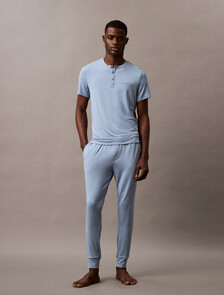 Ultra Soft Modal Henley Sleep T-Shirt, Faded Denim, hi-res