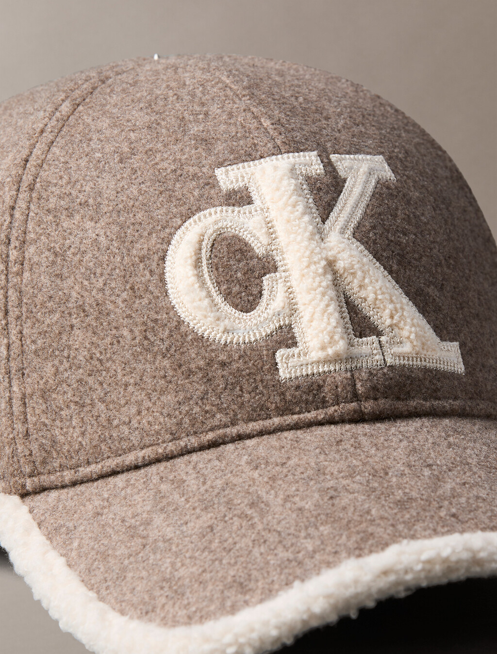 Sherpa Teddy and Felt Monogram Cap, Demitasse Heather, hi-res