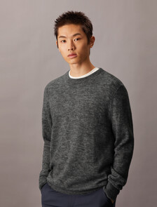 Lightweight Alpaca Blend Crewneck Sweater, Medium Grey Htr, hi-res