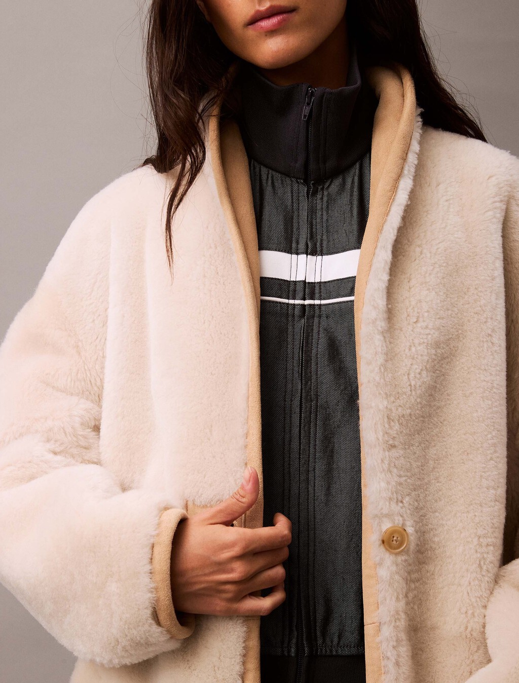 Reversible Shearling Coat, Natural / Ivory, hi-res