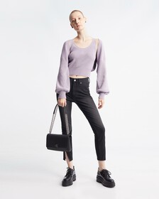 CKJ Minimal Monogram Chain Crossbody, BLACK, hi-res