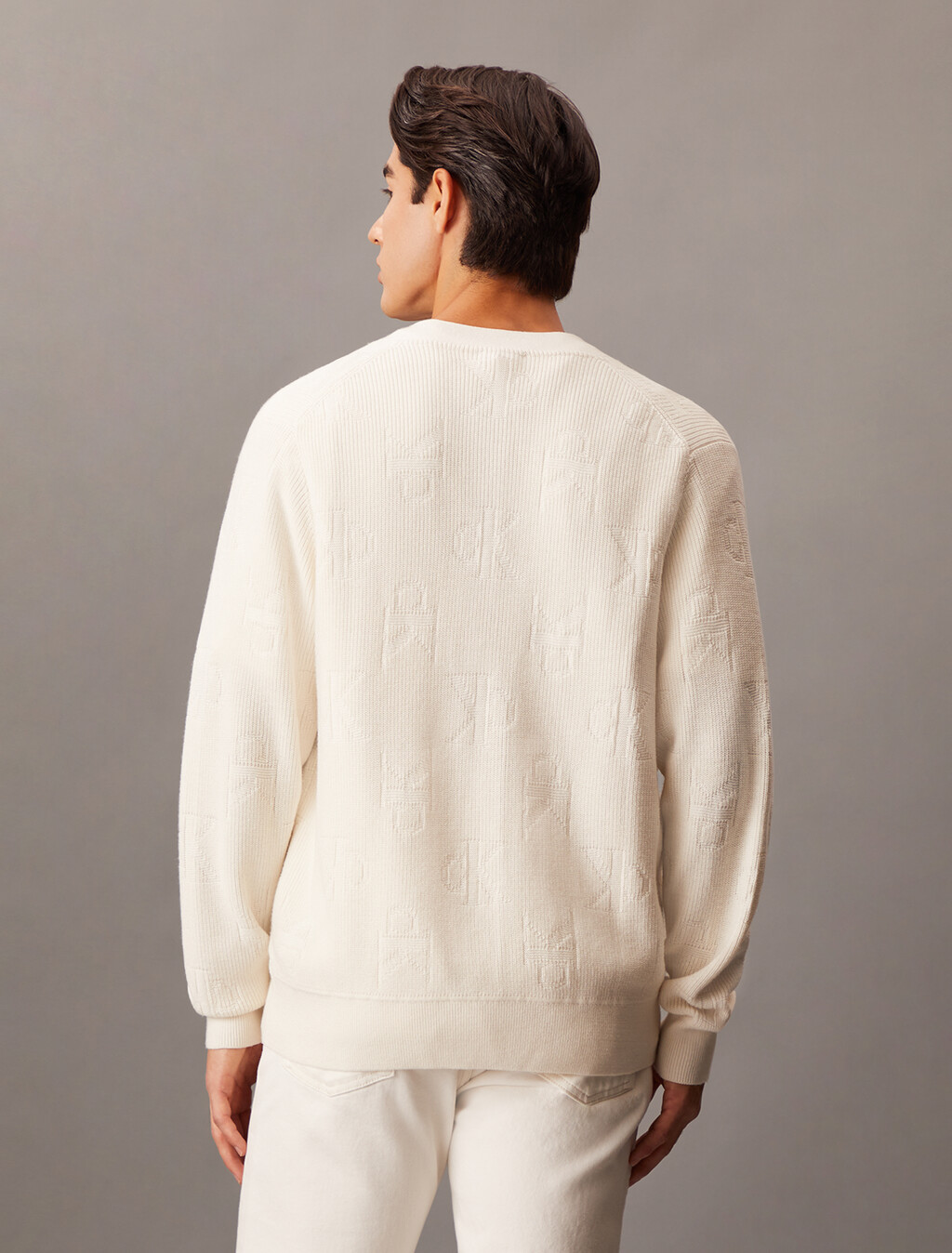 Monogram Relaxed Cardigan, Ivory, hi-res