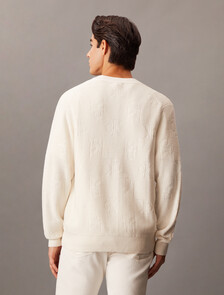 Monogram Relaxed Cardigan, Ivory, hi-res