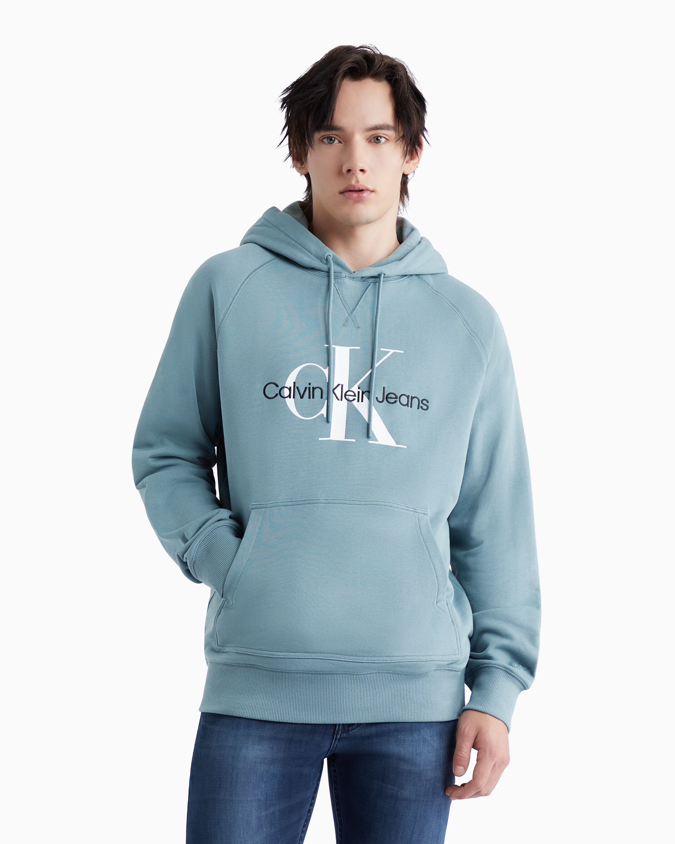 Calvin klein blue hoodie discount