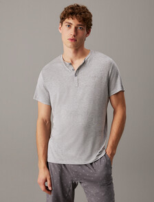 Ultra Soft Modal Henley Sleep T-Shirt, B10 Grey Heather, hi-res