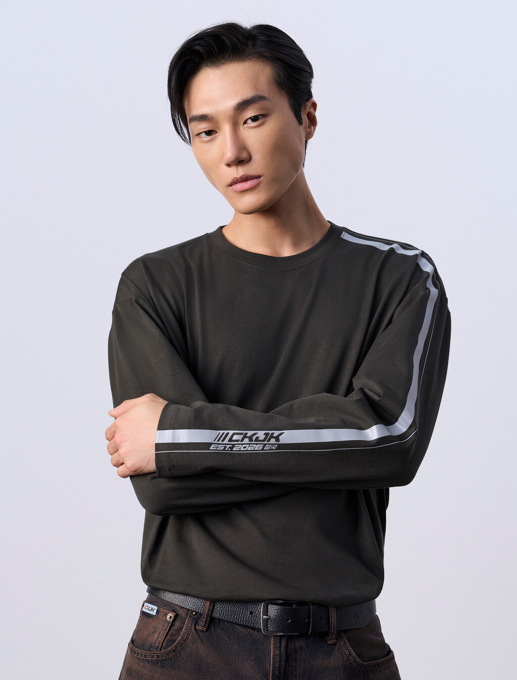 Jung Kook for Calvin Klein Racing Stripe Relaxed T-Shirt, Peat, hi-res