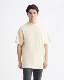LEATHER PATCH RELAXED TEE, Classic Beige, hi-res