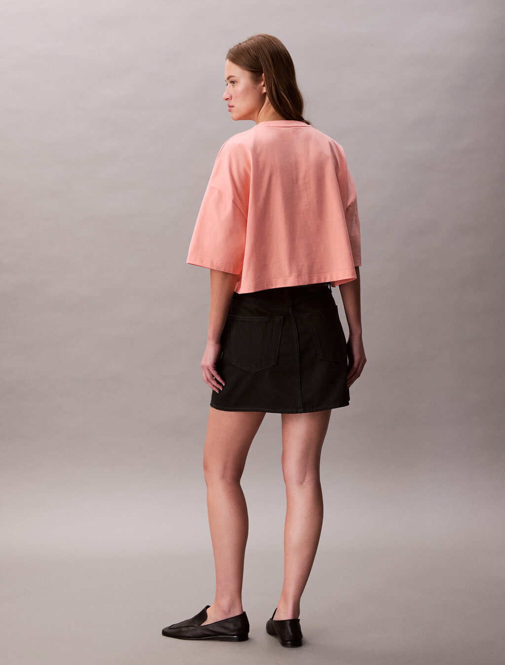 Boxy Cropped Logo T-shirt, Powder Orange, hi-res