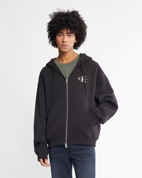 Monogram Zip-Through Hoodie - Luxury Blue