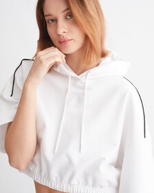 標誌飾帶短款連帽衛衣, Bright White, hi-res