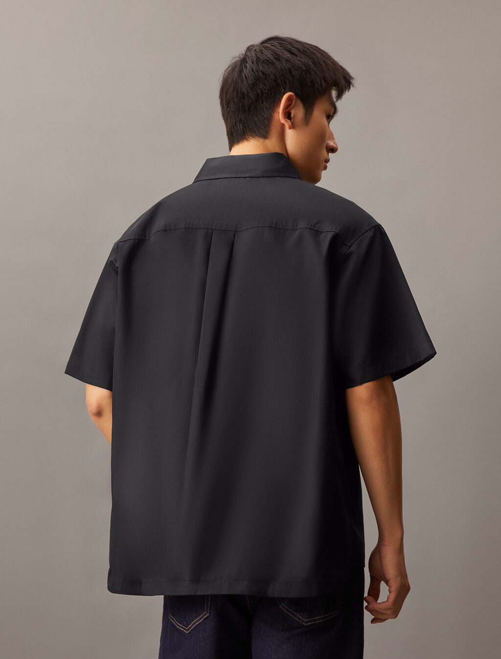 Zip Up Poplin Shirt, Ck Black, hi-res