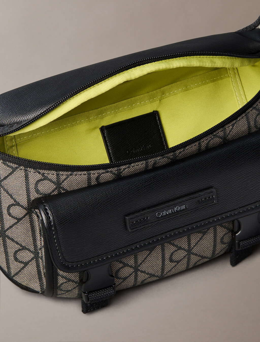 Water Repellent Logo Jacquard Bum Bag, LOTUS BEIGE / BLACK AOP, hi-res