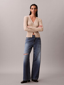 Cotton Mouline Rib Cardigan, Tuscan Beige Space Dye, hi-res