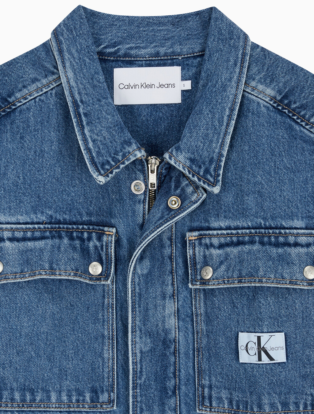 束腰牛仔襯衫連身裙, Denim Medium, hi-res