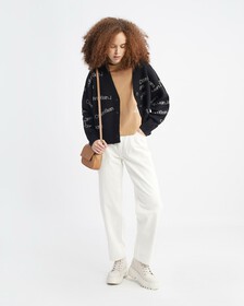 MODERN NEUTRALS 白色 90 年代直筒牛仔褲, Neutral Back Embro, hi-res