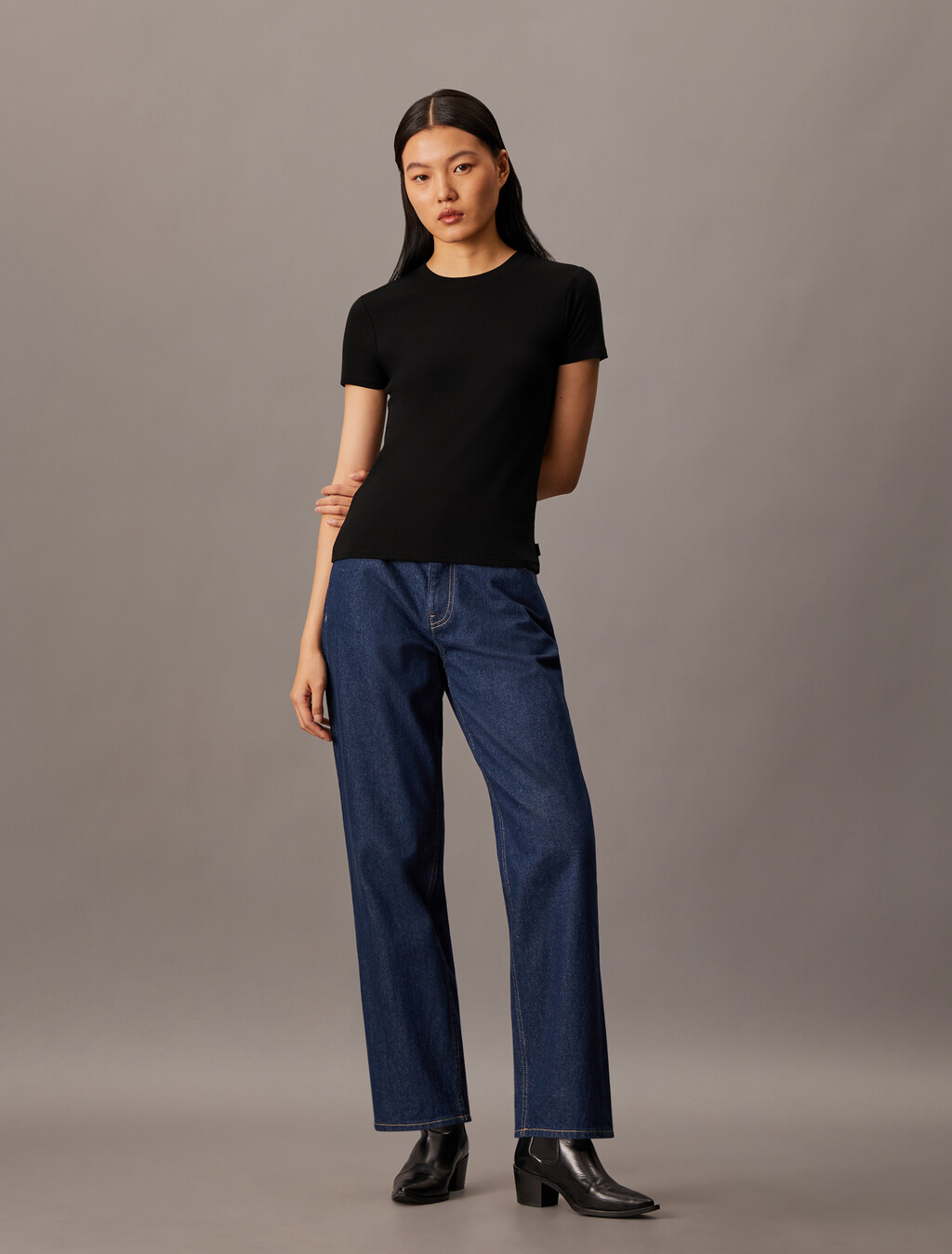 Refined Cotton Jersey Slim Tee, Black, hi-res