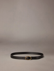 Oval Pin Buckle Leather Belt, Black, hi-res
