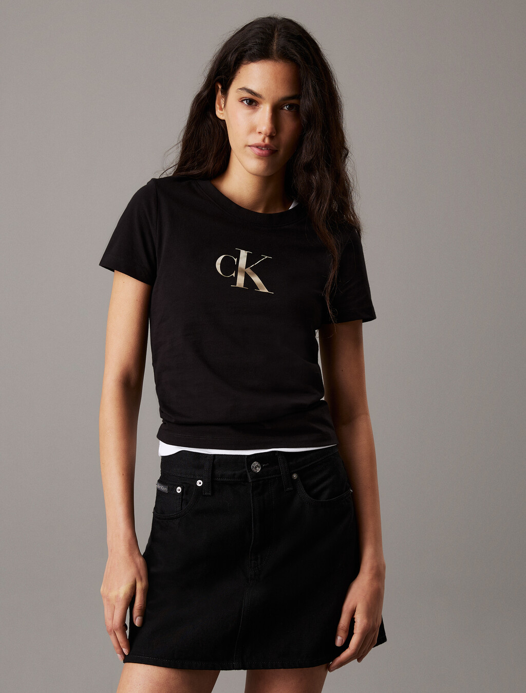 Monogram 標誌修身 T 恤, Ck Black, hi-res