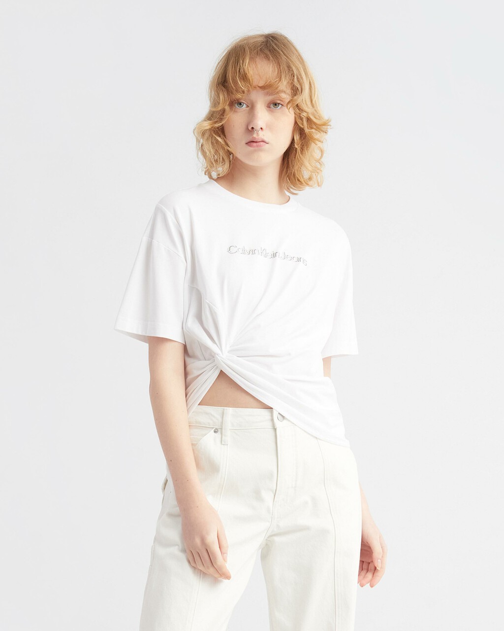 MOVEMENTS TEE WITH GATHERED HEM, Bright White, hi-res