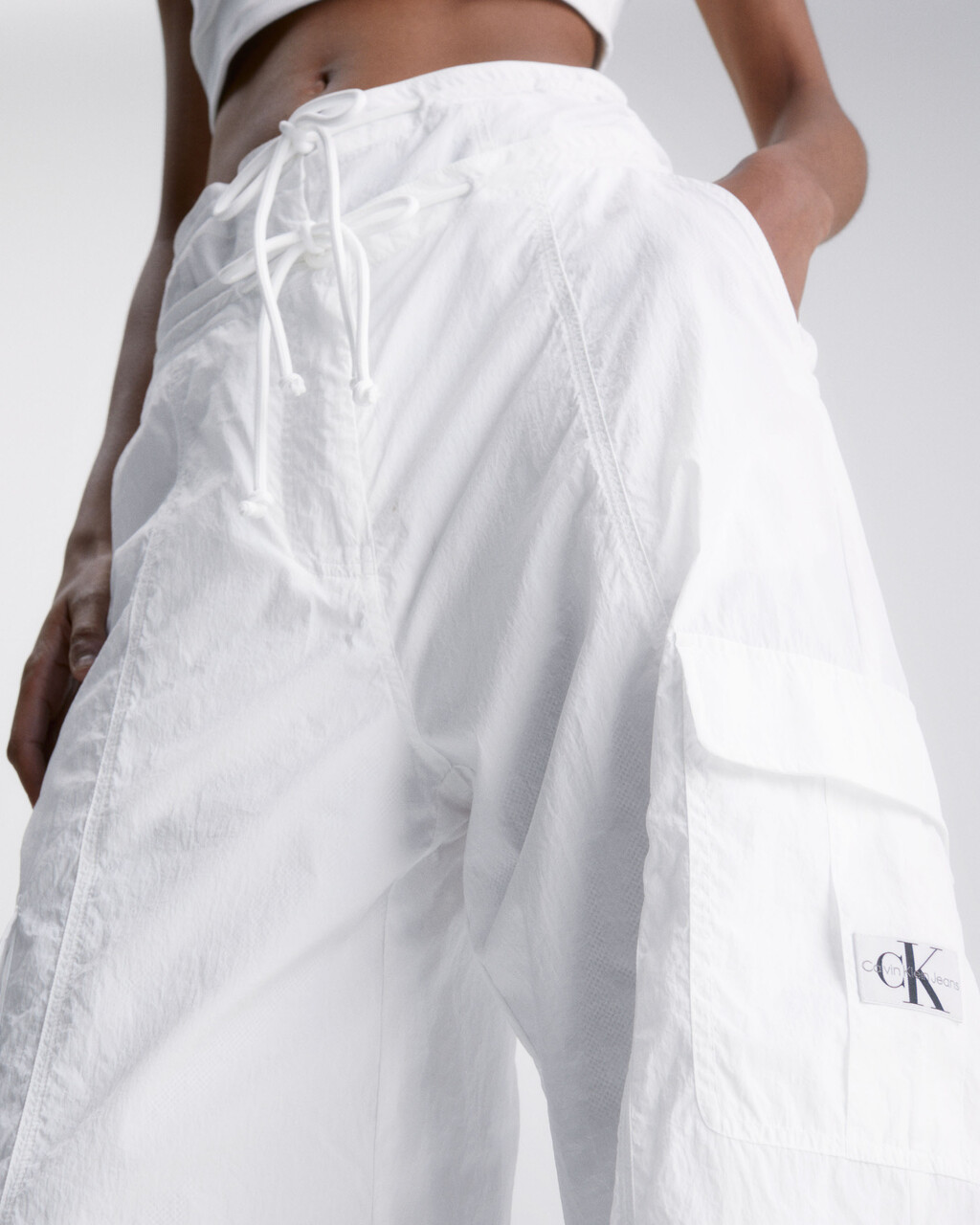 Soft Touch Wide Leg Cargo Pants, Bright White, hi-res