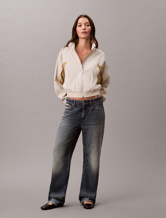 Cropped Colour Block Nylon Jacket