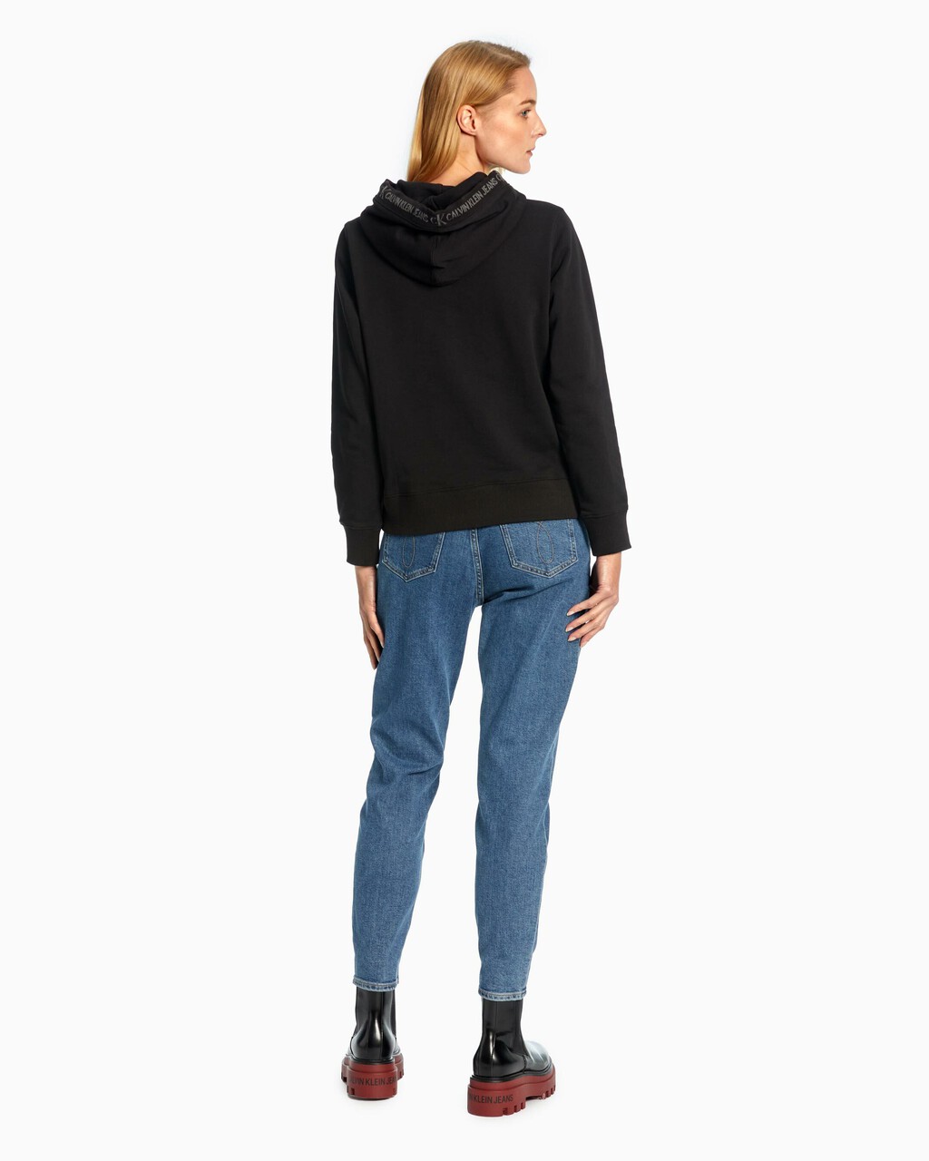 Calvin klein jeans logo trim hoodie clearance